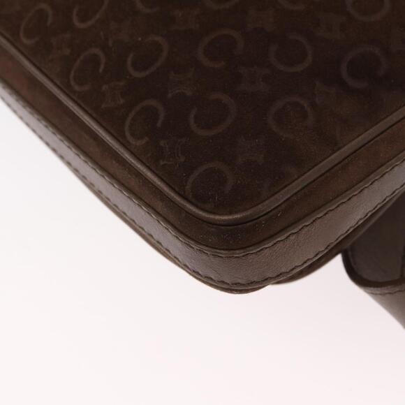 CELINE C Macadam Canvas Shoulder Bag Suede Brown Gold Auth...